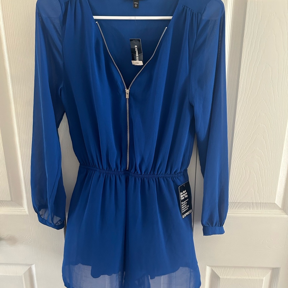 Express Royal Blue Zippered Romper